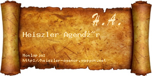 Heiszler Agenór névjegykártya